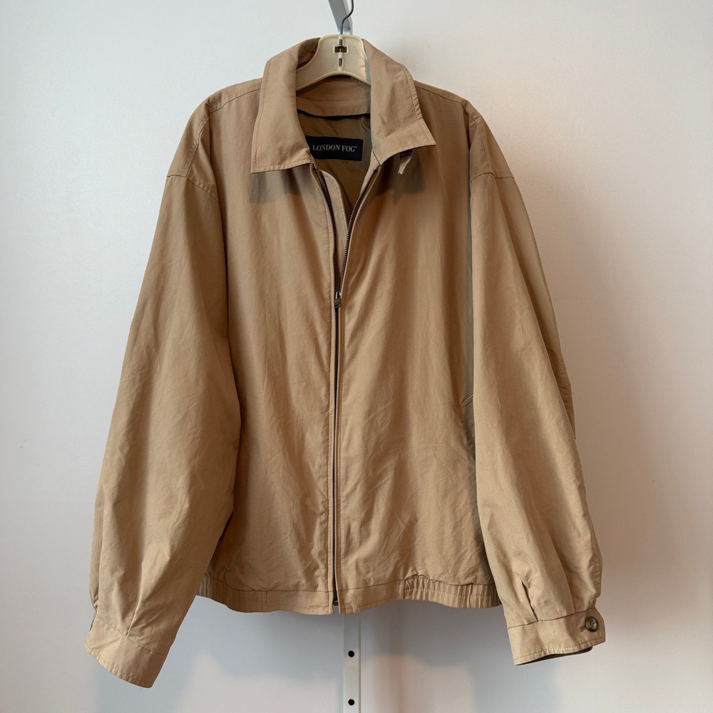London Fog Mens Tan Harrington Jacket zip‎ Khaki Outerwear sz XL